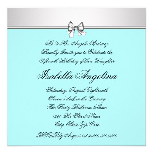 Teal Blue Photo Quinceanera Invitations