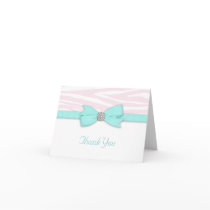 Teal Blue Pink Zebra Thank You Cards