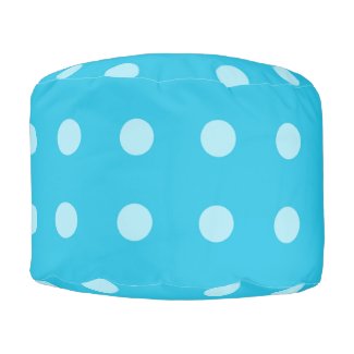 Teal Blue Polka-dot Pouf Round Pouf