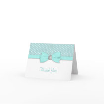 Teal Blue Polka Dot Thank You Cards