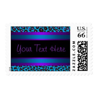 Teal Blue Purple Leopard Postage Stamps