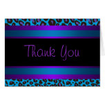 Teal Blue Purple Leopard Thank You Cards