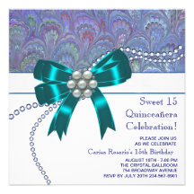 Teal Blue Purple Quinceanera Personalized Invitations
