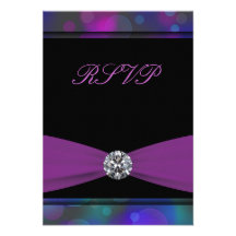 Teal Blue Purple Quinceanera RSVP Custom Invites