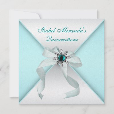 Teal Blue Quinceanera Party Invitations