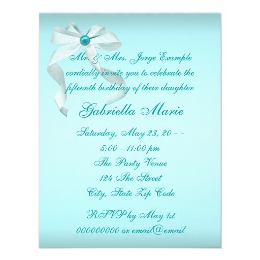 Teal Blue Quinceanera Party Invitations