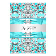 Teal Blue RSVP Personalized Invitations