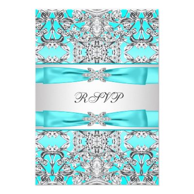 Teal Blue RSVP Personalized Invitations