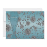 Teal Blue Silver Flowers Party Template Invites