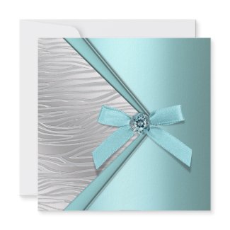 Teal Blue Silver Zebra Party Template invitation