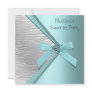Teal Blue Silver Zebra Sweet 16 Party Invitations