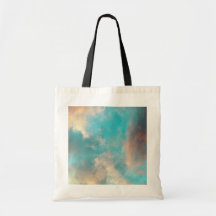 Teal Blue Sky Clouds Bags
