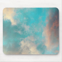 Teal Blue Sky Clouds Mousepad