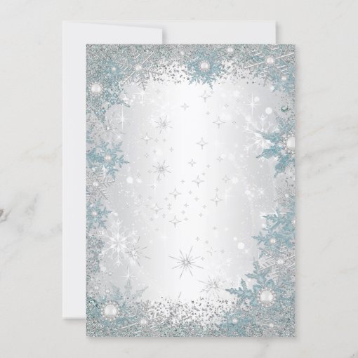 Teal Blue Snowflake Christmas Party Invitations Zazzle