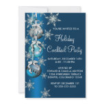 Teal Blue Snowflakes Ornaments Christmas Party Custom Invites