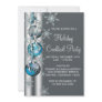 Teal Blue Snowflakes Ornaments Christmas Party Invitations