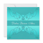 Teal Blue Sweet Fifteen Quinceanera Invitation