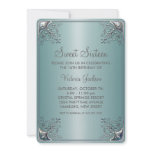 Teal Blue Sweet Sixteen Birthday Party Custom Invite