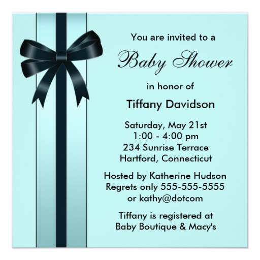Teal Blue Swirls Baby Shower Invite