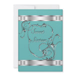 Teal Blue Swirls Elegant Sweet Sixteen Personalized Invitation