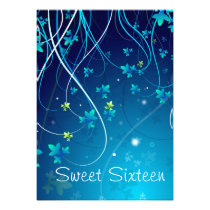 Teal Blue Swirls Sweet Sixteen Party invitations