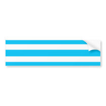 Teal Blue Turquoise and White Stripes Pattern Bumper Sticker