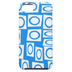 Teal Blue Turquoise White Circle Square Pattern iPhone 5 Cover