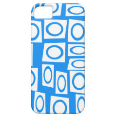 Teal Blue Turquoise White Circle Square Pattern iPhone 5 Case