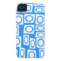 Teal Blue Turquoise White Circle Square Pattern iPhone 4 Covers