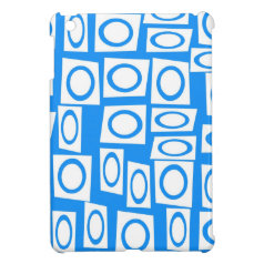 Teal Blue Turquoise White Circle Square Pattern iPad Mini Cover