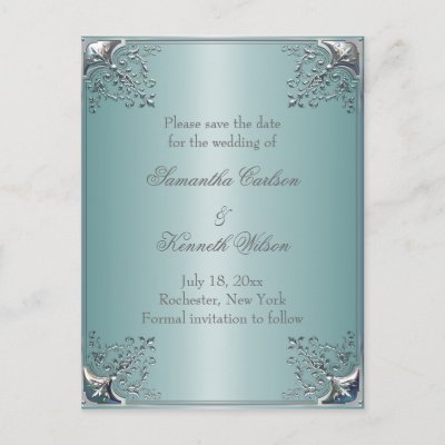 Elegant teal blue wedding invitations Light teal wedding invitations