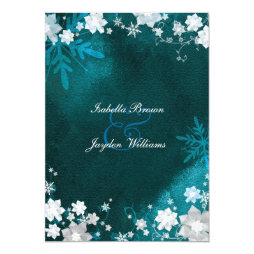 Teal Blue White Winter Wedding Invitation