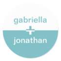 Teal blue yin yang plus custom name favor seal sticker