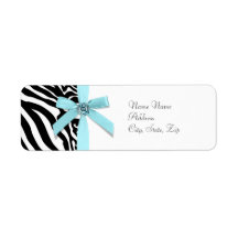 Teal Blue Zebra Address Labels