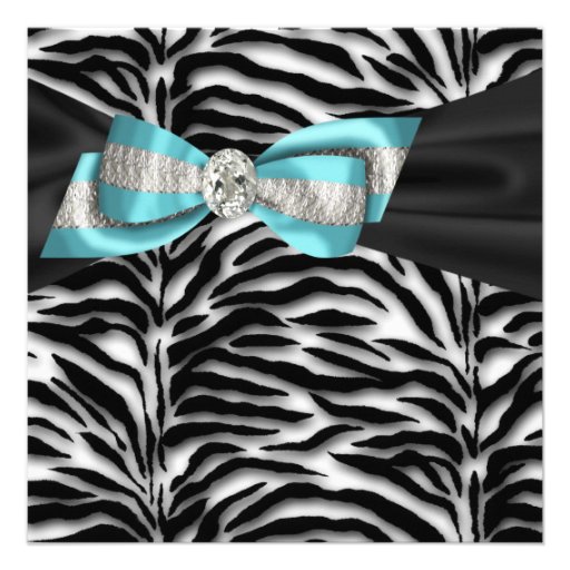Teal Blue Zebra All Occasion Party Invitation