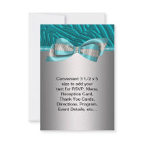 Teal Blue Zebra Bat Mitzvah Invitation RSVP