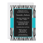 Teal Blue Zebra Bridal Shower Custom Invite