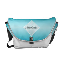 Teal Blue Zebra Diamond Messenger Bag