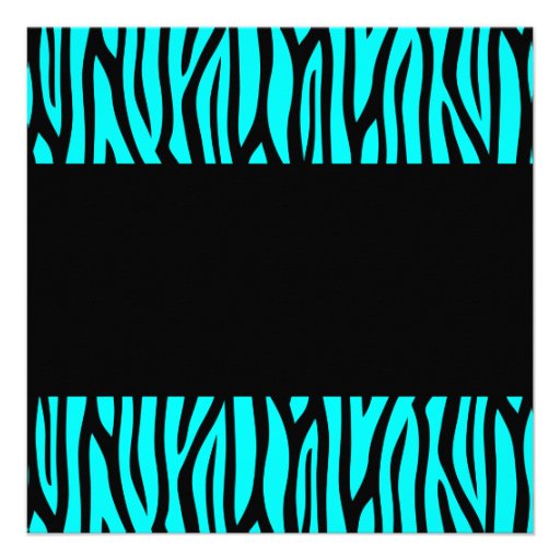 Teal Blue Zebra Modern Sweet 16 Birthday Party Custom Invitation