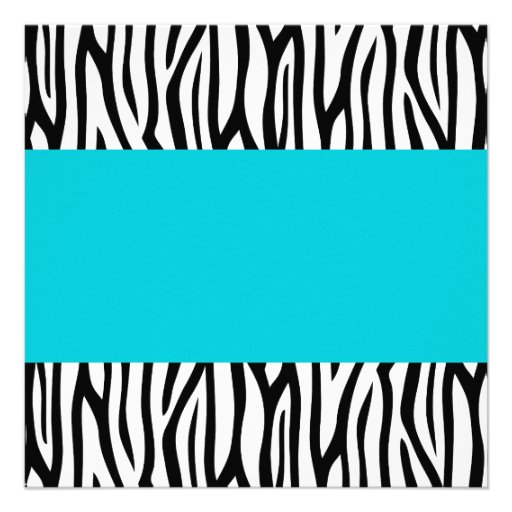 Teal Blue Zebra Modern Sweet 16 Invitations