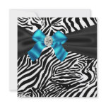 Teal Blue Zebra Party Invitation