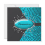 Teal Blue Zebra Quinceanera Invitations