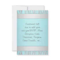 Teal Blue Zebra RSVP All Purpose Custom Invitations