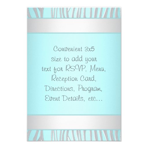 Teal Blue Zebra RSVP All Purpose Custom Invitations