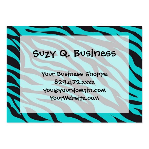 Teal Blue Zebra Stripes Wild Animal Prints Novelty Business Card Templates