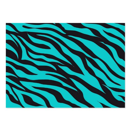Teal Blue Zebra Stripes Wild Animal Prints Novelty Business Card Templates (back side)
