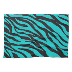 Teal Blue Zebra Stripes Wild Animal Prints Novelty Hand Towels