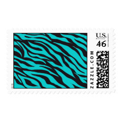 Teal Blue Zebra Stripes Wild Animal Prints Novelty Postage Stamp