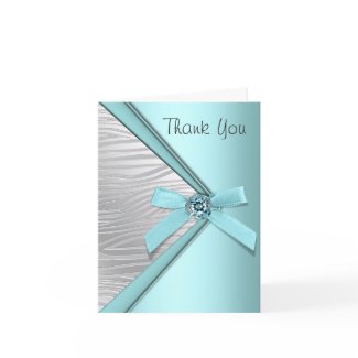 Teal Blue Zebra Thank You Cards card