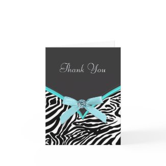 Teal Blue Zebra Thank You Cards card